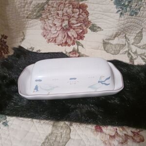 White Goose  Butter Dish Countryside 2 pc Butter Dish. Goose Newcor Stoneware
